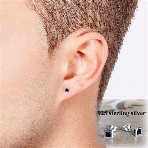 ebony stud on stud|Male Black Stud Earrings .